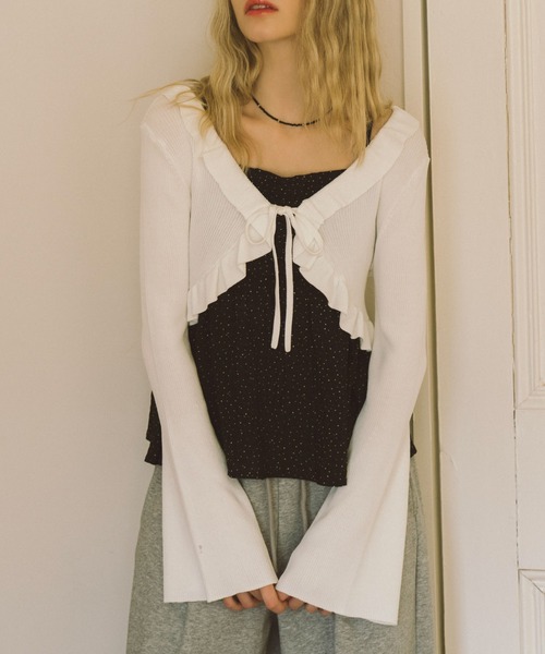 archives（アルシーヴ）の「フリルニットＣＤ×ドットキャミビスチェＳＥＴ（アンサンブル・レディース・グレー/オフホワイト/アイボリー/ブラック・MEDIUM）」の6枚目の写真