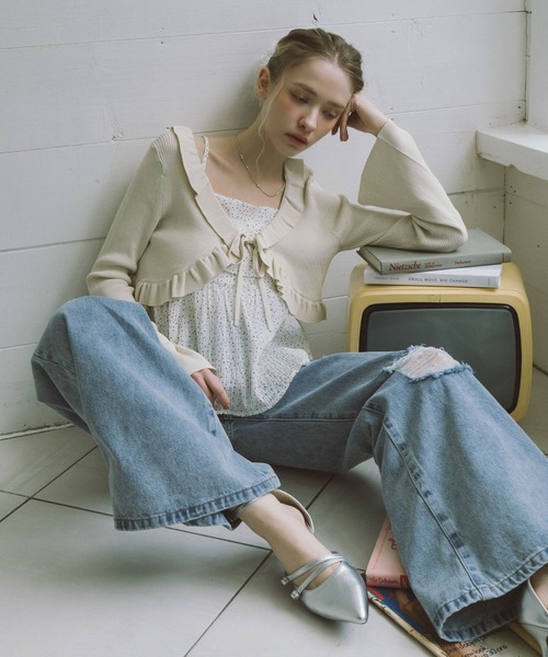 archives（アルシーヴ）の「フリルニットＣＤ×ドットキャミビスチェＳＥＴ（アンサンブル・レディース・グレー/オフホワイト/アイボリー/ブラック・MEDIUM）」の15枚目の写真