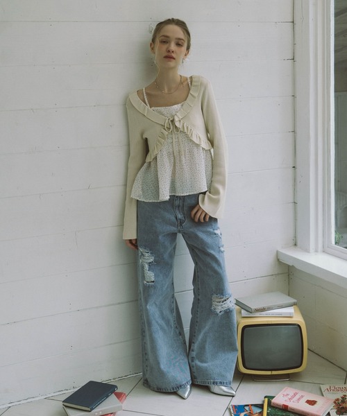 archives（アルシーヴ）の「フリルニットＣＤ×ドットキャミビスチェＳＥＴ（アンサンブル・レディース・グレー/オフホワイト/アイボリー/ブラック・MEDIUM）」の17枚目の写真