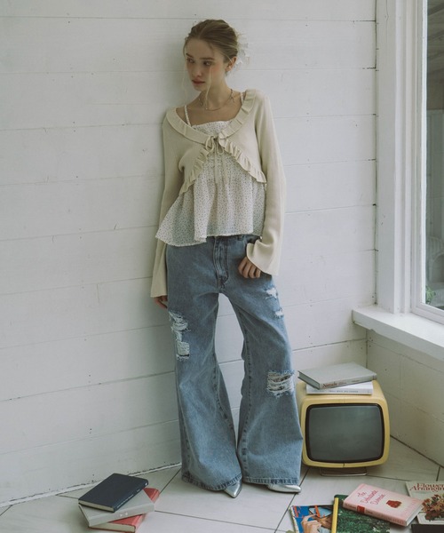 archives（アルシーヴ）の「フリルニットＣＤ×ドットキャミビスチェＳＥＴ（アンサンブル・レディース・グレー/オフホワイト/アイボリー/ブラック・MEDIUM）」の18枚目の写真