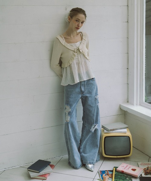 archives（アルシーヴ）の「フリルニットＣＤ×ドットキャミビスチェＳＥＴ（アンサンブル・レディース・グレー/オフホワイト/アイボリー/ブラック・MEDIUM）」の19枚目の写真