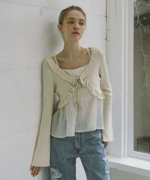 archives（アルシーヴ）の「フリルニットＣＤ×ドットキャミビスチェＳＥＴ（アンサンブル・レディース・グレー/オフホワイト/アイボリー/ブラック・MEDIUM）」の13枚目の写真