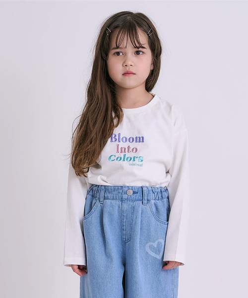 minimal（ミニマル）の「【綿100】【プチプラ】アソートグラフィック長袖Tシャツ（Tシャツ/カットソー・キッズ・チャコール/ホワイト系その他/ラベンダー/オフホワイト/イエロー/サックスブルー・130cm/120cm/140cm/100cm/90cm/110cm）」の2枚目の写真