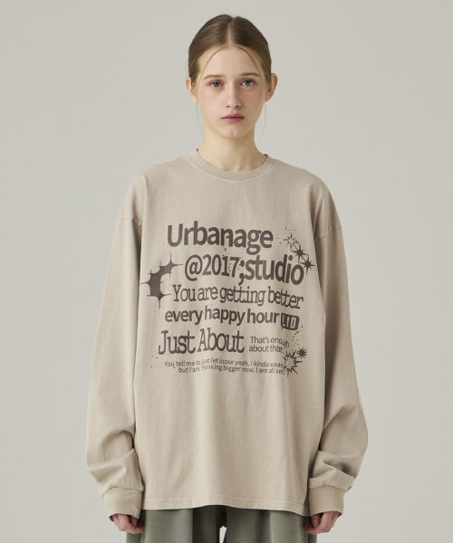 URBANAGE（アーバンエイジ）の「Just About ピグメントオーバーロングスリーブベージュ（Tシャツ/カットソー・レディース・その他・MEDIUM/LARGE）」の2枚目の写真