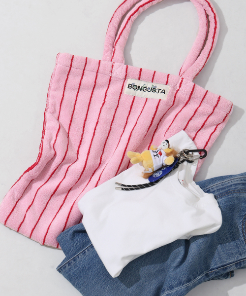 BONGUSTA(ボングスタ)の「【BONGUSTA/ボングスタ】NARAM STRIPED トートバッグ(トートバッグ・レディース・アイボリー/キャメル/ピンク・FREE)」の1枚目の写真