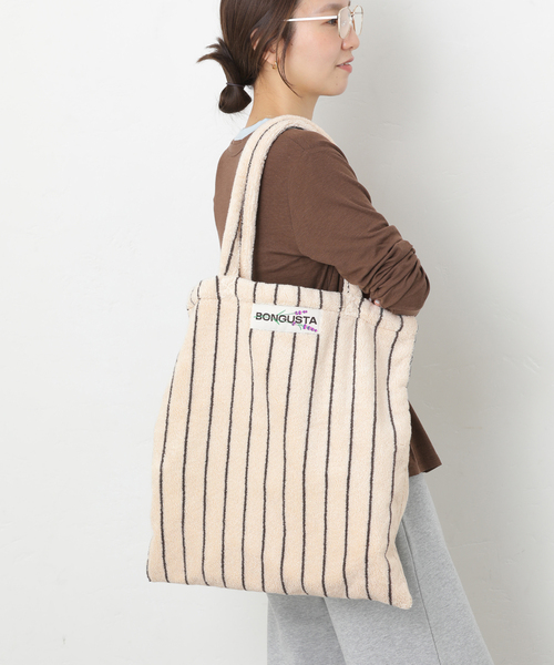 BONGUSTA(ボングスタ)の「【BONGUSTA/ボングスタ】NARAM STRIPED トートバッグ(トートバッグ・レディース・アイボリー/キャメル/ピンク・FREE)」の6枚目の写真