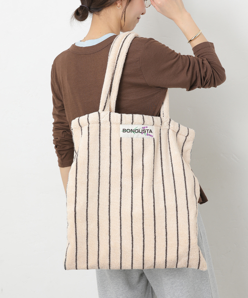 BONGUSTA(ボングスタ)の「【BONGUSTA/ボングスタ】NARAM STRIPED トートバッグ(トートバッグ・レディース・アイボリー/キャメル/ピンク・FREE)」の7枚目の写真