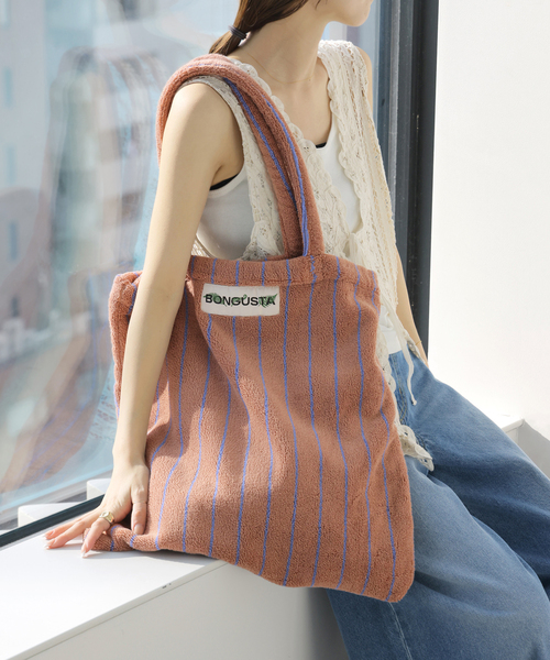 BONGUSTA(ボングスタ)の「【BONGUSTA/ボングスタ】NARAM STRIPED トートバッグ(トートバッグ・レディース・アイボリー/キャメル/ピンク・FREE)」の11枚目の写真