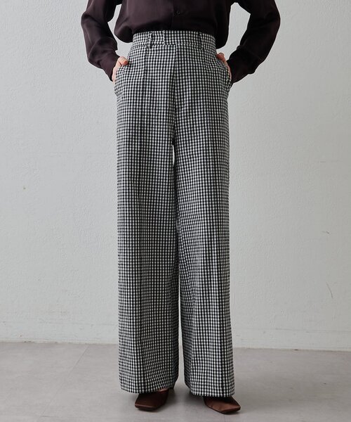 Drawing Numbers（ドローイング ナンバーズ）の「【Drawing Numbers】オーガニックコットンチェックワイドパンツ（その他パンツ・レディース・ブラック/ベージュ・36/38）」の3枚目の写真