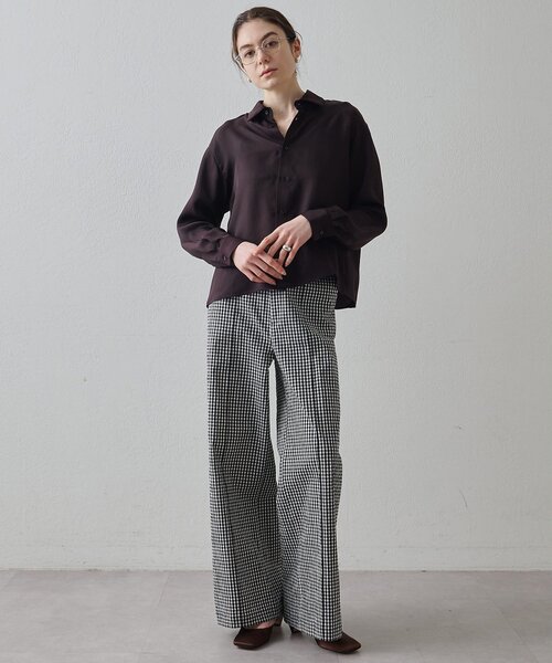 Drawing Numbers（ドローイング ナンバーズ）の「【Drawing Numbers】オーガニックコットンチェックワイドパンツ（その他パンツ・レディース・ブラック/ベージュ・36/38）」の8枚目の写真