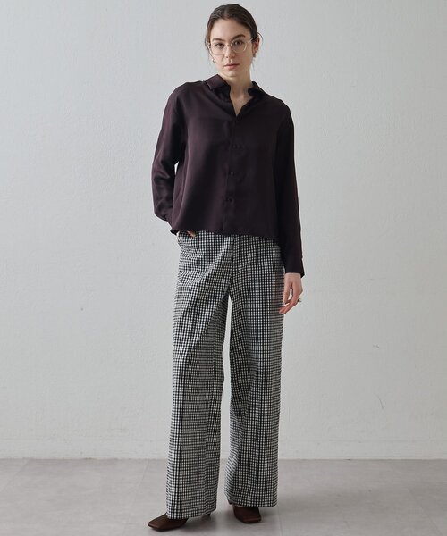 Drawing Numbers（ドローイング ナンバーズ）の「【Drawing Numbers】オーガニックコットンチェックワイドパンツ（その他パンツ・レディース・ブラック/ベージュ・36/38）」の4枚目の写真