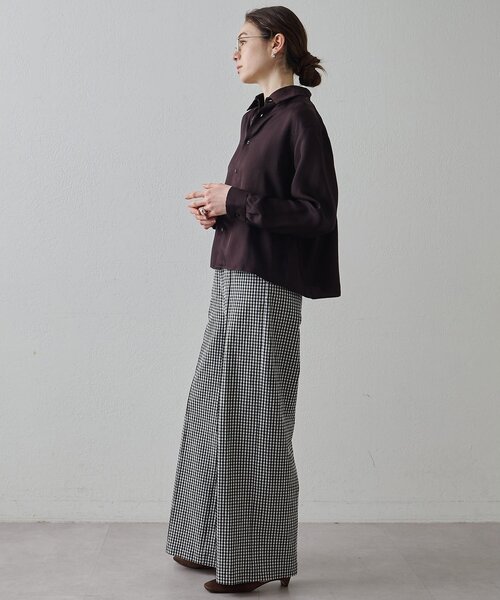 Drawing Numbers（ドローイング ナンバーズ）の「【Drawing Numbers】オーガニックコットンチェックワイドパンツ（その他パンツ・レディース・ブラック/ベージュ・36/38）」の5枚目の写真