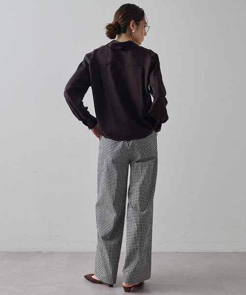 Drawing Numbers（ドローイング ナンバーズ）の「【Drawing Numbers】オーガニックコットンチェックワイドパンツ（その他パンツ・レディース・ブラック/ベージュ・36/38）」の6枚目の写真