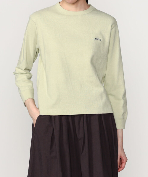 ORCIVAL（オーシバル）の「ORCIVAL | アンイーブンジャージー 刺繍ロングスリーブプルオーバー WOMEN（Tシャツ/カットソー・レディース・サックスブルー/ピンク/ライトグリーン・1）」の2枚目の写真