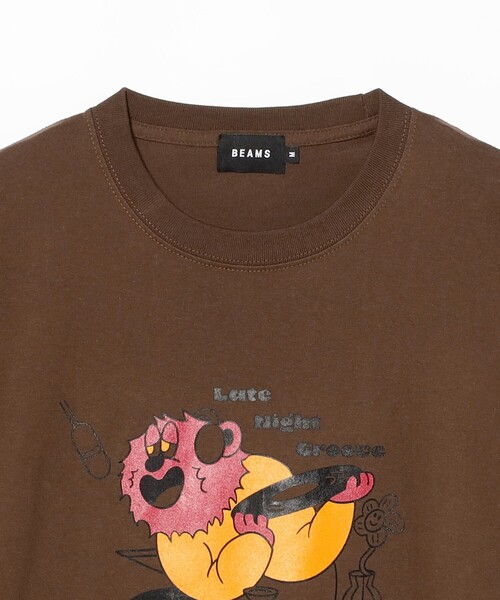 BEAMS T(ビームスティー)の「BEAMS / Late Night Groove T-shirt(Tシャツ/カットソー・メンズ・ダークブラウン/ホワイト・XL/L/S/M)」の4枚目の写真