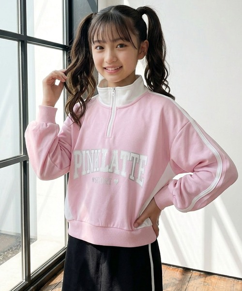 セール】PINK latte SPORT ピンクラテスポーツ 袖ラインハーフジップ