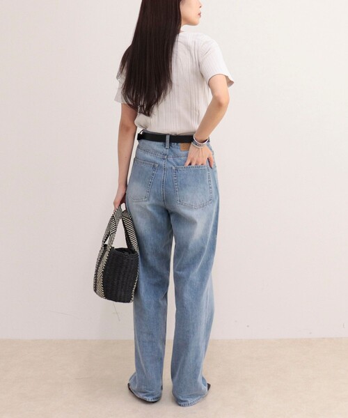 fredy emue(フレディエミュ)の「ランダムテレコ5分袖Tシャツ(Tシャツ/カットソー・レディース・ライトグリーン/ブラウン/ブラック/グレイッシュベージュ/オフホワイト・38)」の9枚目の写真