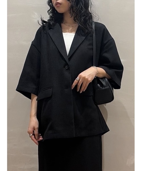 STYLEMIXER(スタイルミキサー)の「リネンライクテーラージャケット(テーラードジャケット・レディース・ブラック/アイボリー/ベージュ・FREE)」の3枚目の写真