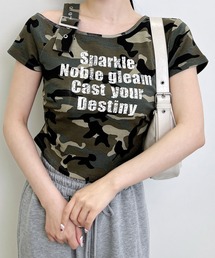 肩ベルトロゴTシャツ