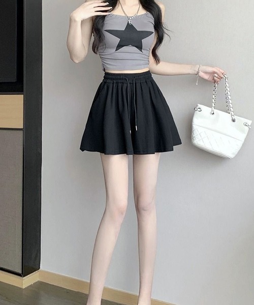 shyam inspiration(シャムインスピレーション)の「シンプルフレアスウェットショートパンツ/スカートパンツ(その他パンツ・レディース・アイボリー/グレー/ブラック・M/L)」の4枚目の写真
