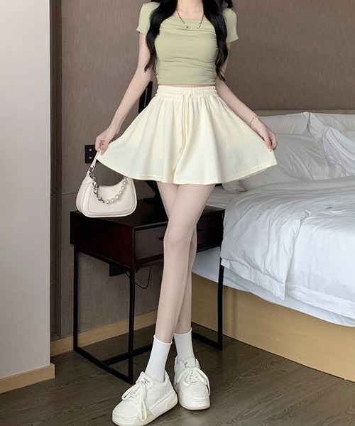 shyam inspiration(シャムインスピレーション)の「シンプルフレアスウェットショートパンツ/スカートパンツ(その他パンツ・レディース・アイボリー/グレー/ブラック・M/L)」の17枚目の写真