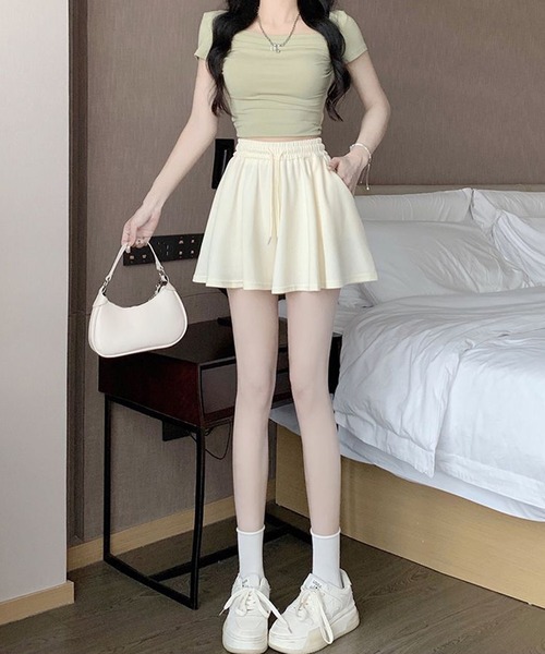 shyam inspiration(シャムインスピレーション)の「シンプルフレアスウェットショートパンツ/スカートパンツ(その他パンツ・レディース・アイボリー/グレー/ブラック・M/L)」の18枚目の写真