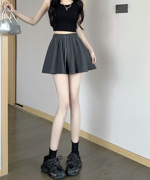 shyam inspiration(シャムインスピレーション)の「シンプルフレアスウェットショートパンツ/スカートパンツ(その他パンツ・レディース・アイボリー/グレー/ブラック・M/L)」の10枚目の写真