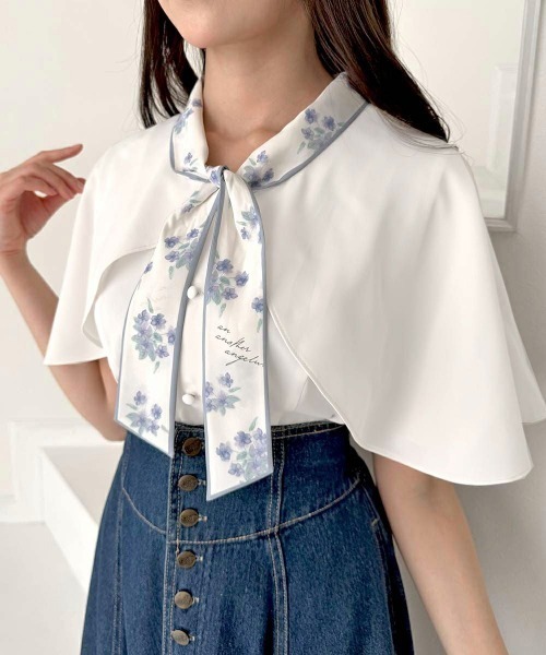 an another angelus（アンアナザーアンジェラス）の「スミレスカーフタイケープブラウス（シャツ/ブラウス・レディース・ピンク/ブルー・FREE）」の7枚目の写真