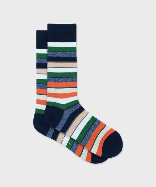 Paul Smith（ポールスミス）の「マルチストライプ ソックス【160636 CS】（ソックス/靴下・メンズ・ネイビー/ライトインディゴブルー・25-27）」の2枚目の写真