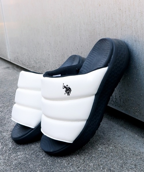 U.S. POLO ASSN.(ユーエスポロアッスン)の「【U.S. POLO ASSN./ユーエスポロアッスン】超軽量 パフィスライドサンダル(サンダル・レディース・ホワイト/グレー/カーキ/ブラック・24.5cm/22.5cm/23cm/23.5cm/24cm)」の1枚目の写真