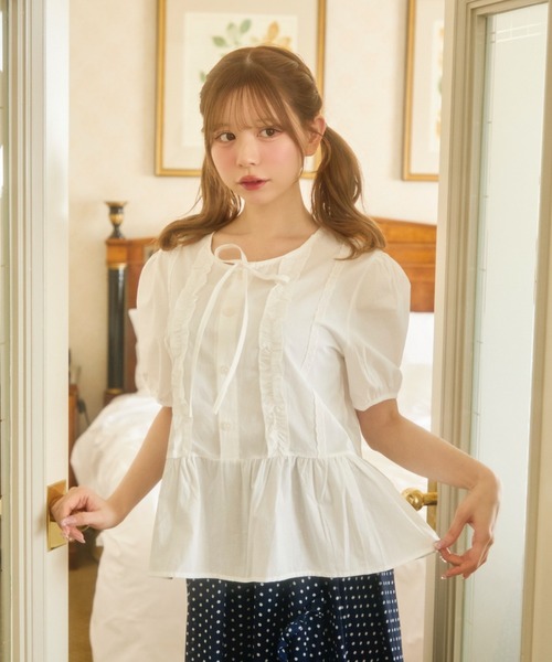 TITTY&CO.（ティティーアンドコー）の「フロントフリルブラウス（シャツ/ブラウス・レディース・ミント/サックスブルー/ホワイト・FREE）」の18枚目の写真