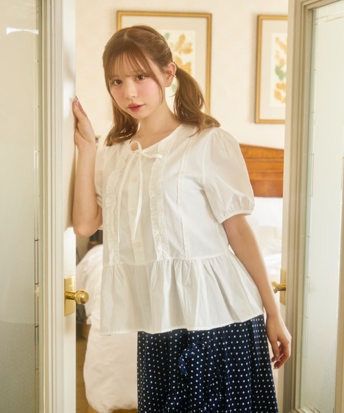 TITTY&CO.（ティティーアンドコー）の「フロントフリルブラウス（シャツ/ブラウス・レディース・ミント/サックスブルー/ホワイト・FREE）」の19枚目の写真