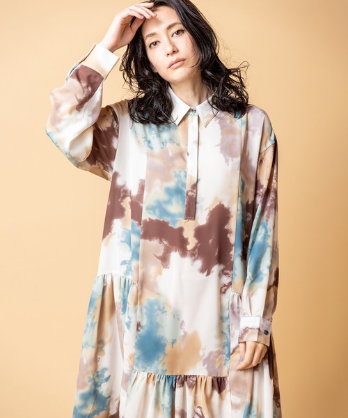 OSMOSIS（オズモーシス）の「プリント切替ギャザーシャツワンピース（シャツワンピース・レディース・ピンク/グリーン・ONE SIZE）」の7枚目の写真