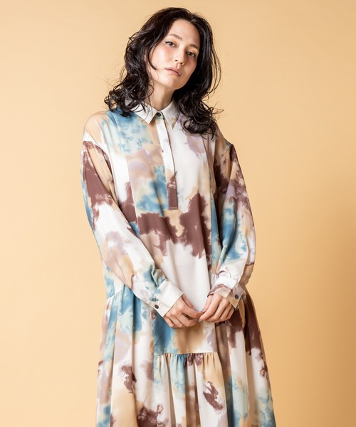 OSMOSIS（オズモーシス）の「プリント切替ギャザーシャツワンピース（シャツワンピース・レディース・ピンク/グリーン・ONE SIZE）」の9枚目の写真