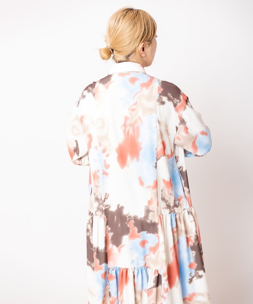 OSMOSIS（オズモーシス）の「プリント切替ギャザーシャツワンピース（シャツワンピース・レディース・ピンク/グリーン・ONE SIZE）」の15枚目の写真