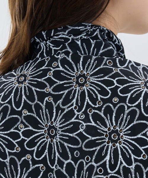 NARACAMICIE（ナラカミーチェ）の「【NARACAMICIE】レースプリントボウタイ長袖ブラウス（シャツ/ブラウス・レディース・ブラック/ホワイト・L/M）」の7枚目の写真