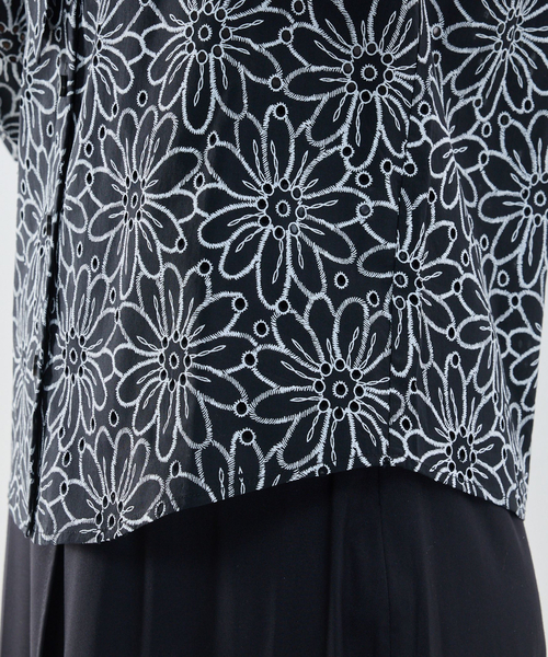 NARACAMICIE（ナラカミーチェ）の「【NARACAMICIE】レースプリントボウタイ長袖ブラウス（シャツ/ブラウス・レディース・ブラック/ホワイト・L/M）」の10枚目の写真