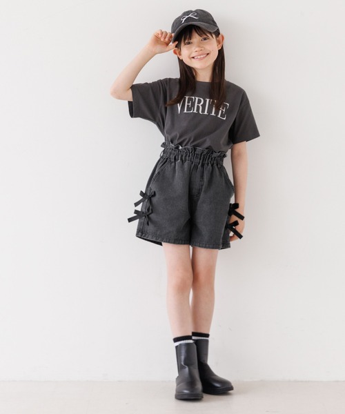 coca（coca）（コカ）の「キッズ　デニムリボンショートパンツ（デニムパンツ・キッズ・ブルー/ブラック・120/130/140/150）」の3枚目の写真