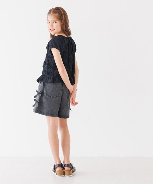 coca（coca）（コカ）の「キッズ　デニムリボンショートパンツ（デニムパンツ・キッズ・ブルー/ブラック・120/130/140/150）」の8枚目の写真