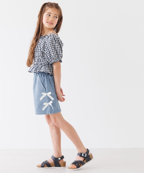 coca（coca）（コカ）の「キッズ　デニムリボンショートパンツ（デニムパンツ・キッズ・ブルー/ブラック・120/130/140/150）」の10枚目の写真