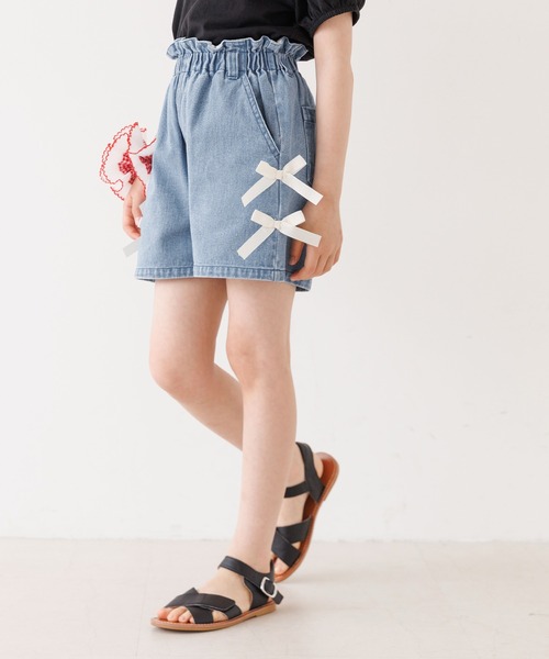 coca（coca）（コカ）の「キッズ　デニムリボンショートパンツ（デニムパンツ・キッズ・ブルー/ブラック・120/130/140/150）」の12枚目の写真