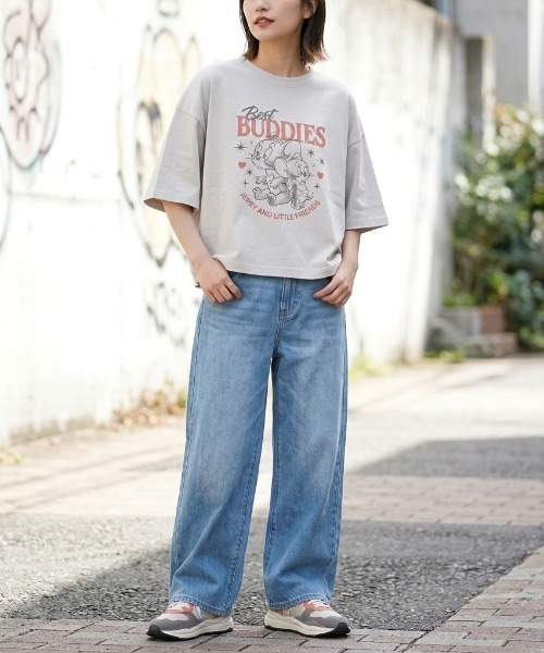 Tom&Jerry(トムアンドジェリー)の「【TOM & JERRY/トムとジェリー】キャラクタープリント半袖Tシャツ(WIDEシルエット)(Tシャツ/カットソー・レディース・サックスブルー/ブラック/ピンク/ライトグレー・LARGE/MEDIUM)」の10枚目の写真