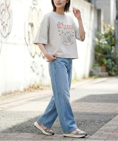 Tom&Jerry(トムアンドジェリー)の「【TOM & JERRY/トムとジェリー】キャラクタープリント半袖Tシャツ(WIDEシルエット)(Tシャツ/カットソー・レディース・サックスブルー/ブラック/ピンク/ライトグレー・LARGE/MEDIUM)」の11枚目の写真