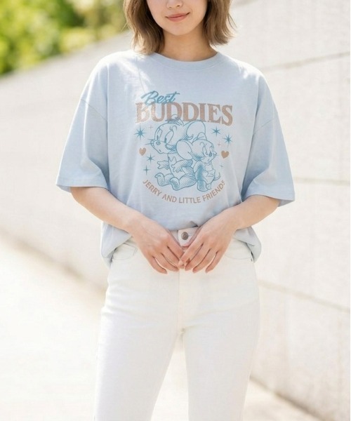 Tom&Jerry(トムアンドジェリー)の「【TOM & JERRY/トムとジェリー】キャラクタープリント半袖Tシャツ(WIDEシルエット)(Tシャツ/カットソー・レディース・サックスブルー/ブラック/ピンク/ライトグレー・LARGE/MEDIUM)」の13枚目の写真