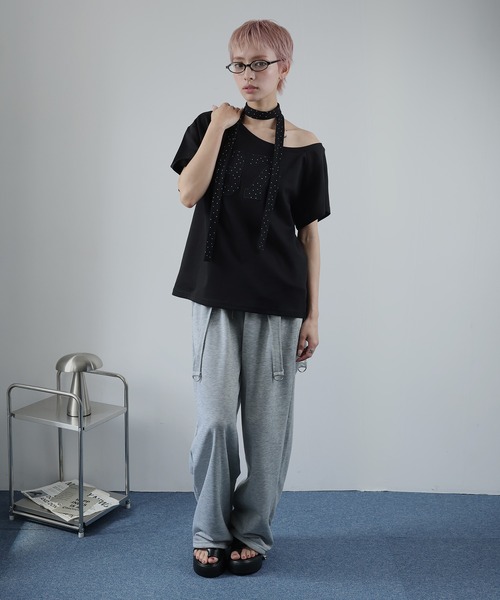 Ulysses(ユリシス)の「タイ付き ワンショルロゴTシャツ(Tシャツ/カットソー・レディース・ホワイト/グレー/ネイビー/ブラック・F)」の10枚目の写真