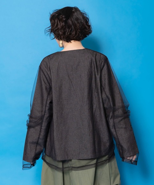ScoLar（スカラー）の「161658：チュール重ねデニムジャケット（デニムジャケット・レディース・ブルー/グレー・M）」の7枚目の写真