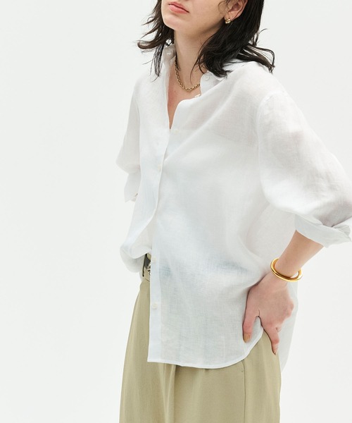N.O.R.C(ノーク)の「【フレンチリネン】ガールフレンドシャツ(シャツ/ブラウス・レディース・サックスブルー/ブラウン/ピンク/ホワイト/ストライプ・フリー)」の1枚目の写真