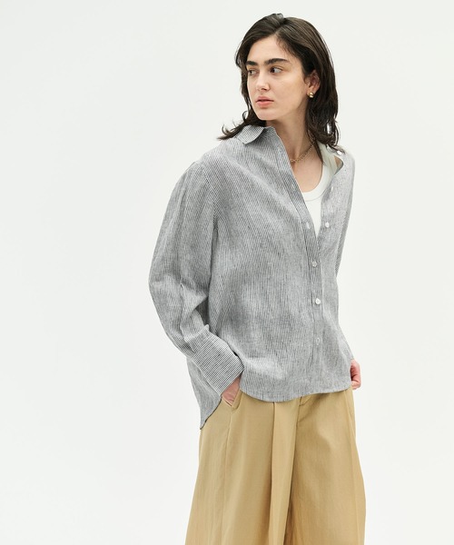 N.O.R.C(ノーク)の「【フレンチリネン】ガールフレンドシャツ(シャツ/ブラウス・レディース・サックスブルー/ブラウン/ピンク/ホワイト/ストライプ・フリー)」の5枚目の写真