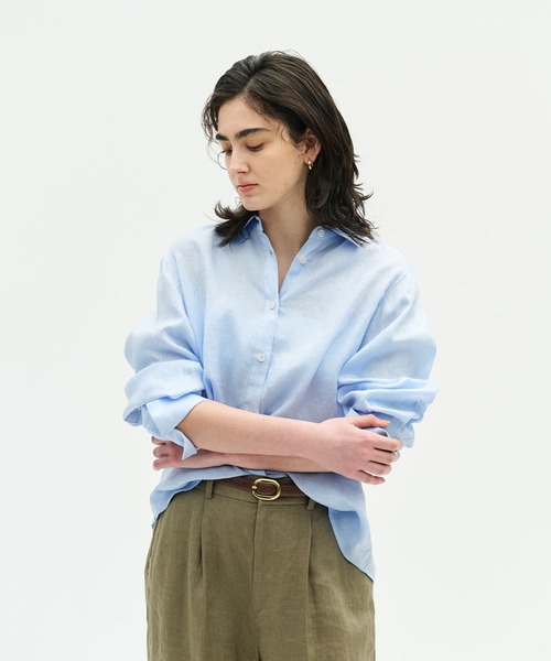 N.O.R.C(ノーク)の「【フレンチリネン】ガールフレンドシャツ(シャツ/ブラウス・レディース・サックスブルー/ブラウン/ピンク/ホワイト/ストライプ・フリー)」の3枚目の写真
