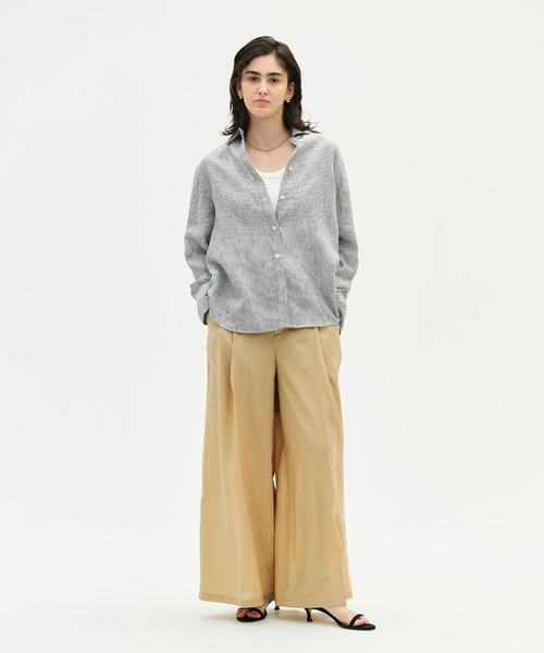 N.O.R.C(ノーク)の「【フレンチリネン】ガールフレンドシャツ(シャツ/ブラウス・レディース・サックスブルー/ブラウン/ピンク/ホワイト/ストライプ・フリー)」の9枚目の写真